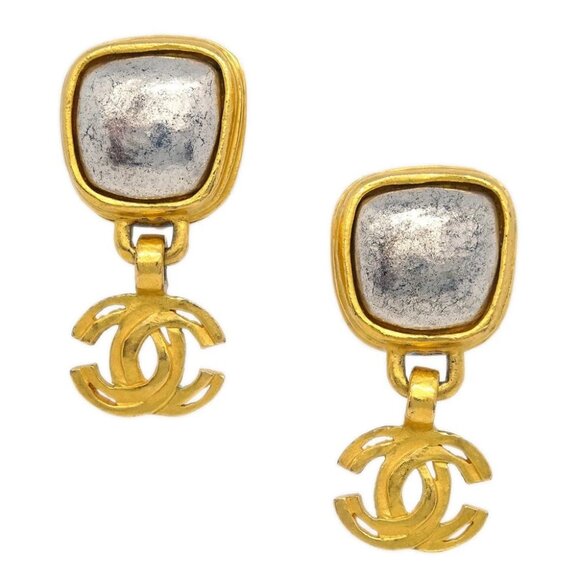 Chanel Dangle Earrings Clip-On Gold Silver 97A 144335 - Picture 1 of 4